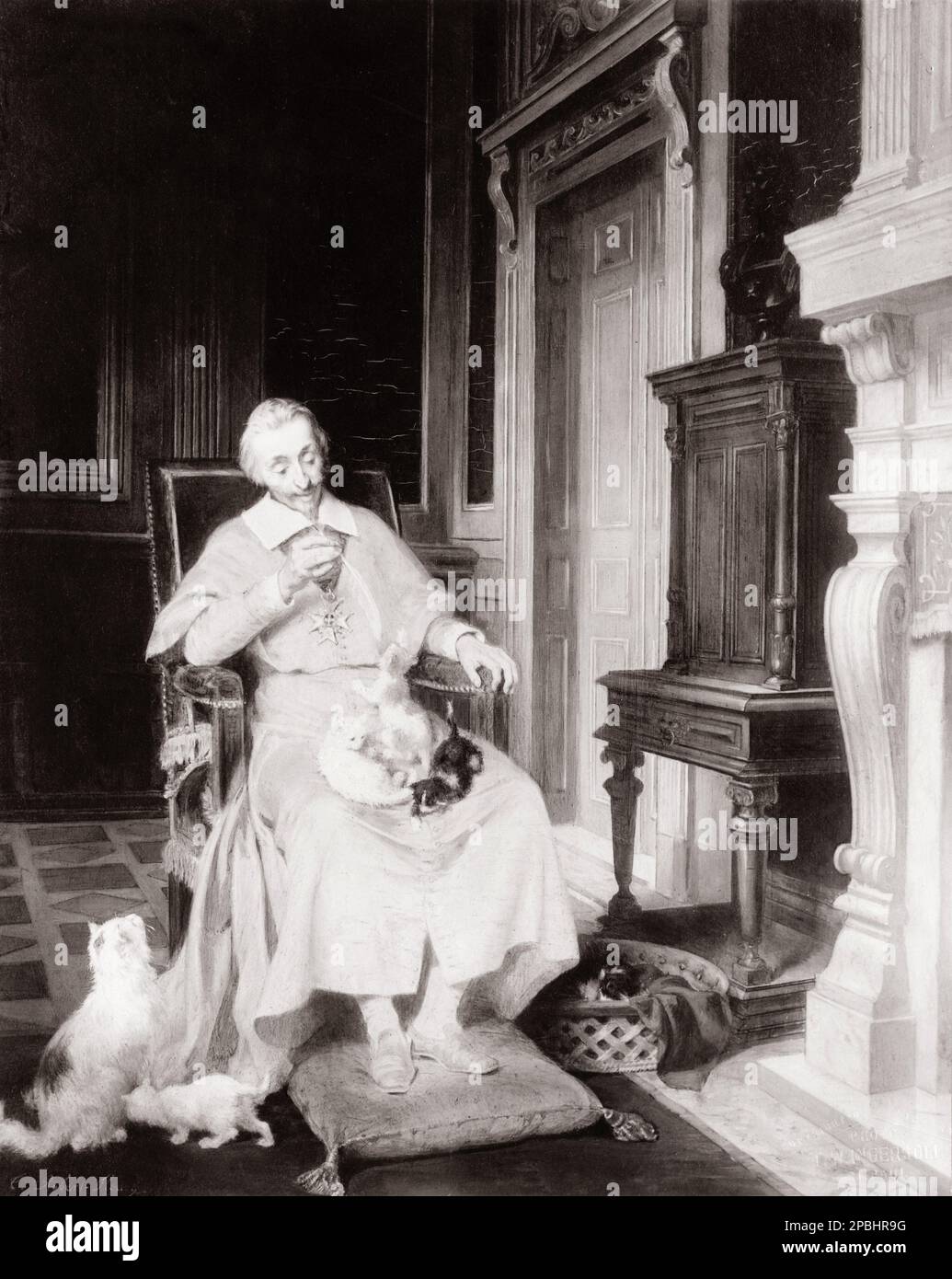 Der Kardinal RICHELIEU. Armand Jean du Plessis de Richelieu , Kardinal-Duc de Richelieu ( 1585 - 1642 ) , war ein französischer Geistlicher, Adliger und Staatsmann . Gemälde von T. Robert Henry ( 1908 ) - CLERICALE - CATHOLIC RELIGION - RELIGIONE CATTOLICA - RELIGIONE CATTOLICA - CATHOLIC RELIGION - Rituto - Portrait - POLITICA - POLITIC - POLITIC - POLITICAL - POLITICAL - POLITICAL - POLITIC - POLITICAL - POLITICAL - POLITICAL - POLITICAL - MOUSTACHE - Bart - barba - Halsband - colletto - Adling - Nobiltà italiana - nobile - gatti - Katzen --- Archivio GBB Stockfoto