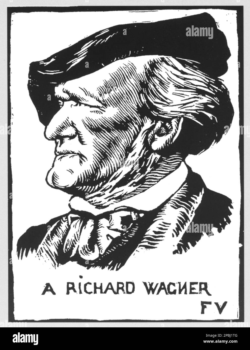 1891 : der deutsche Komponist RICHARD WAGNER ( 1813 - 1883 ) , Karikatur von FELIX VAILLOTTON - MUSIK - KLASSISCH - MUSICA CLASSICA - LIRICA - OPERA - Caricatura - Compositore - Musicista - Portrait - ritratto - COMPOSITORE - OPERA LIRICA - MUSICISTA - Kragen - colletto -- - ARCHIVIO GBB Stockfoto