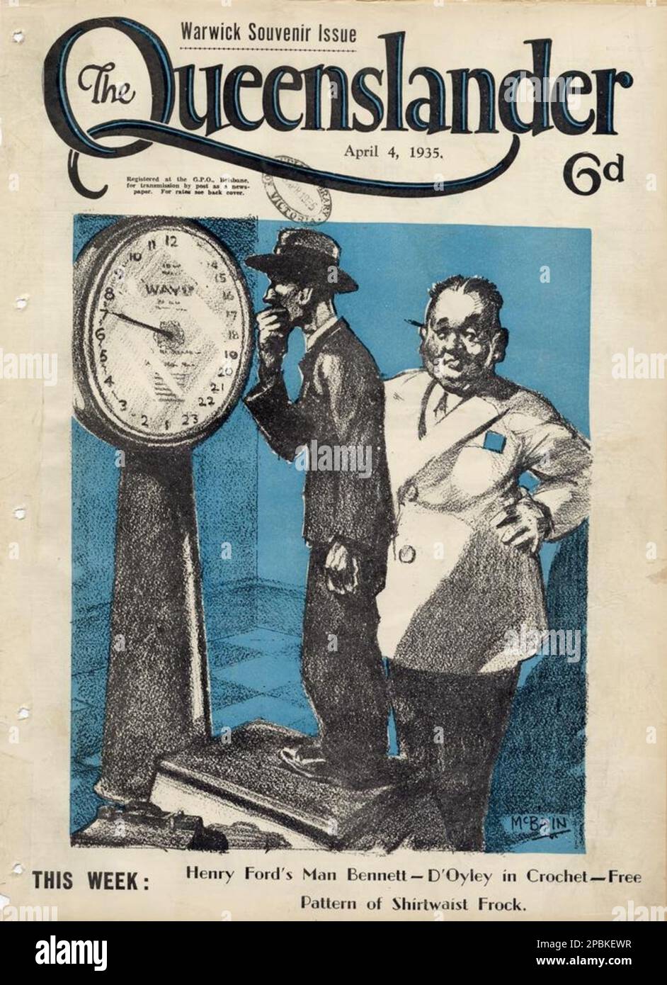 Titelseite des Queenslander Magazins mit Aspekten des Queensland Lifestyles in den 1920er und 1930er Jahren Stockfoto