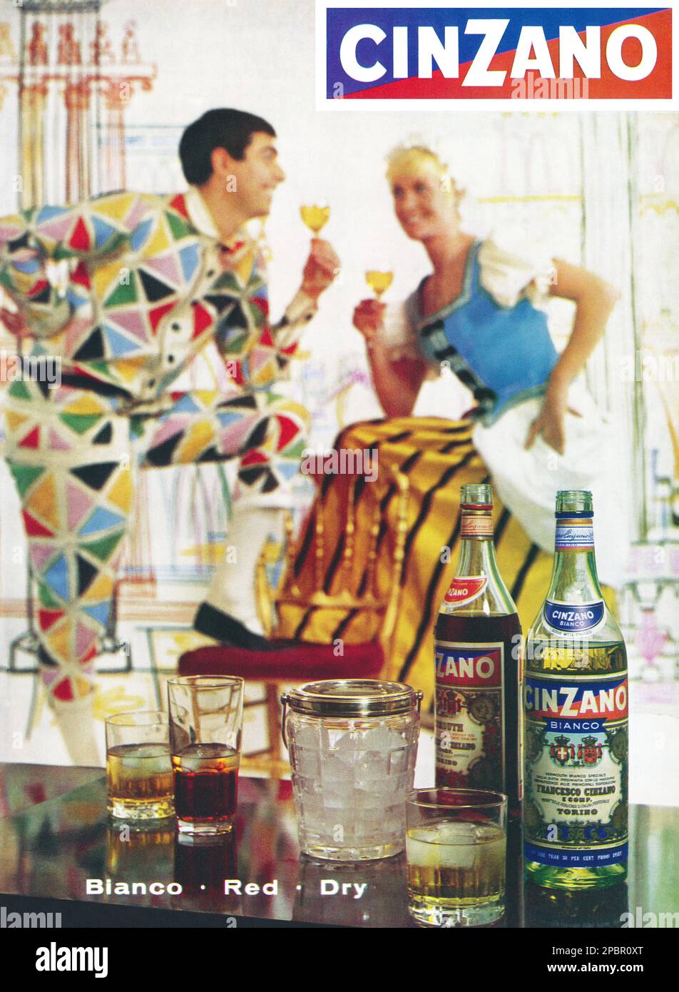 1962 britische Werbung für Cinzano. Stockfoto