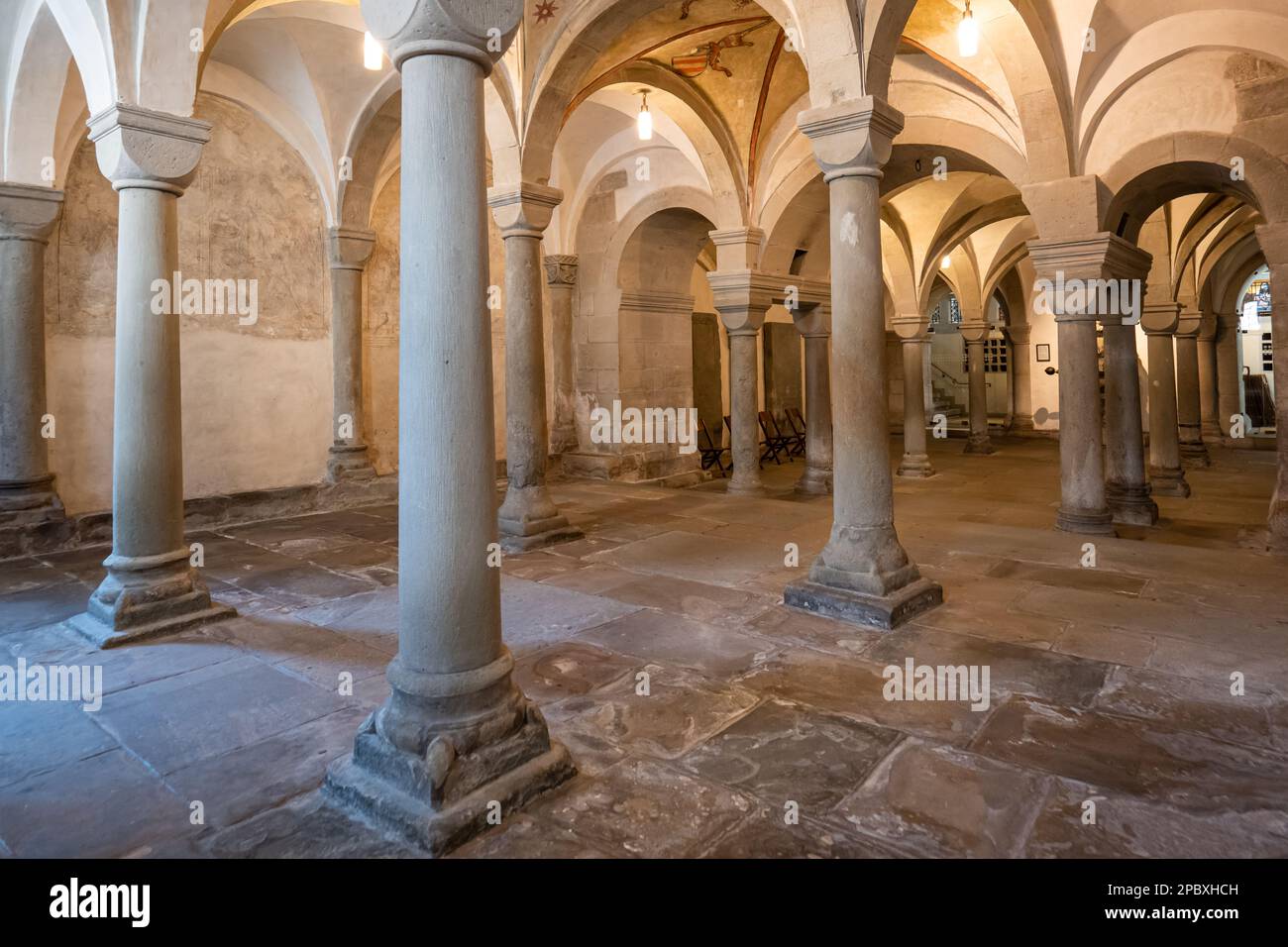 Krypta Karl des Großen oder Kirche Grossmünster in der Züricher Stadt Schweiz, keine Menschen. Stockfoto