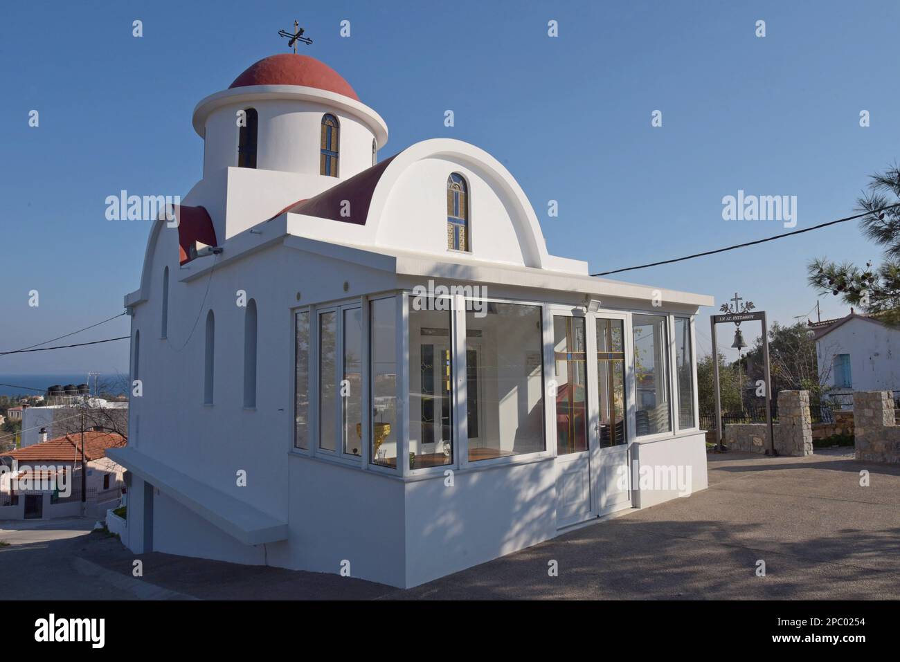 Die griechisch-orthodoxe Kirche von Agios Efstathios, Vrontados, Chios, Griechenland Stockfoto