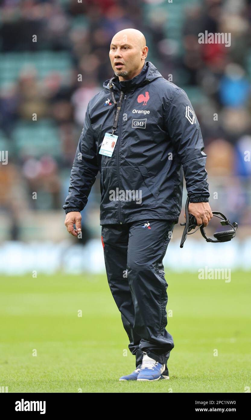Thibault Giroud Director of Performance of France während des 2023 stattfindenden Spiels der Six Nations Championship Runde 4 zwischen England und Frankreich in Twickenham Stockfoto