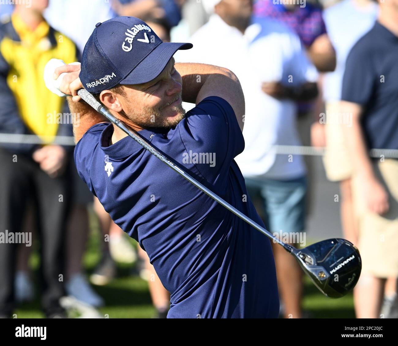 Ponte Vedra, Usa. 12. März 2023. Danny Willet fährt am Sonntag, den 12. März 2023, in der letzten Runde des Wettbewerbs bei der Players Championship Sawgrass in Ponte Vedra, Florida Foto von Joe Marino/UPI Credit: UPI/Alamy Live News Stockfoto