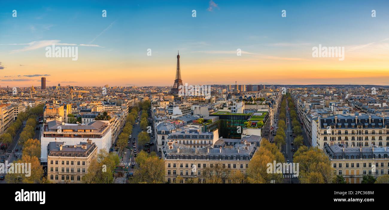 Paris Frankreich, Panoramablick auf den Eiffelturm und die Skyline der Stadt Stockfoto