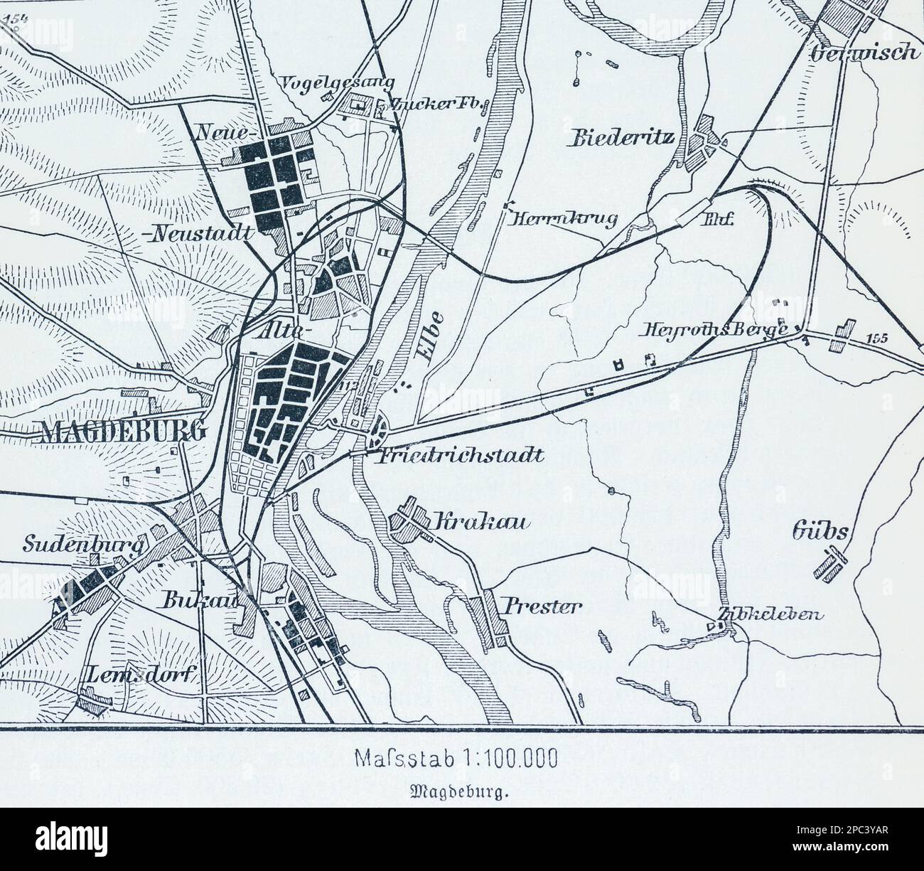 Stadtplan von Magdeburg an der Elbe und Umgebung, Magdeburg, Sachsen-Thüringen, Ostdeutschland, Mitteleuropa Stockfoto