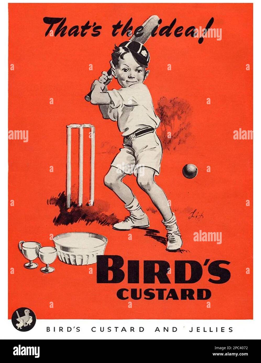 BIRD's CUSTARD Werbung um 1946 Stockfoto