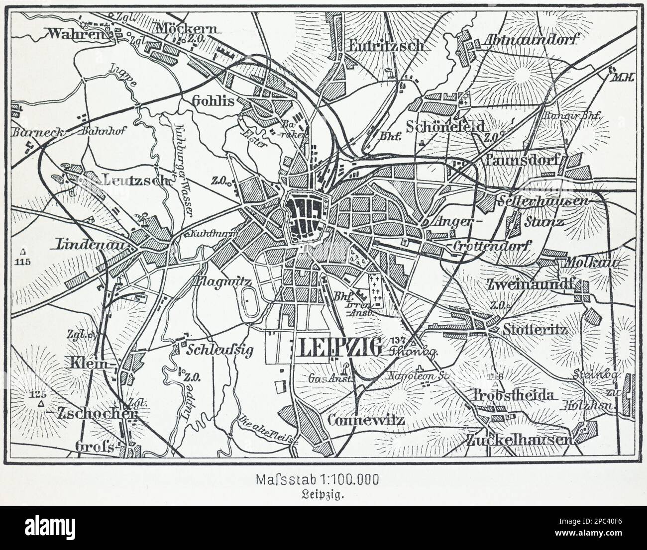 Stadtplan von Leipzig und Umgebung, Leipzig, Sachsen, Süddeutschland, Mitteleuropa Stockfoto