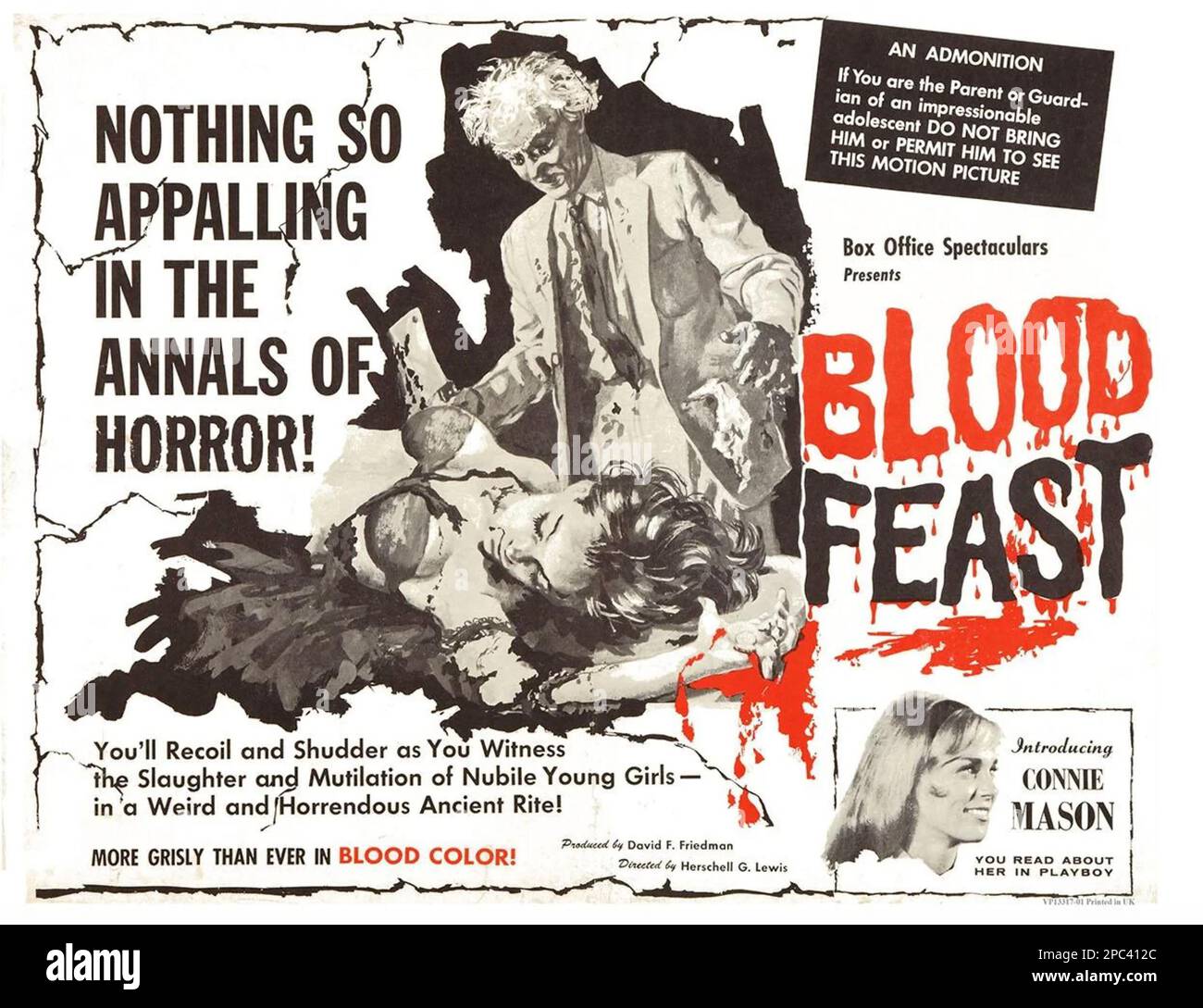 BLOOD FEAST 1963 Box Office Brillenfilm Stockfoto