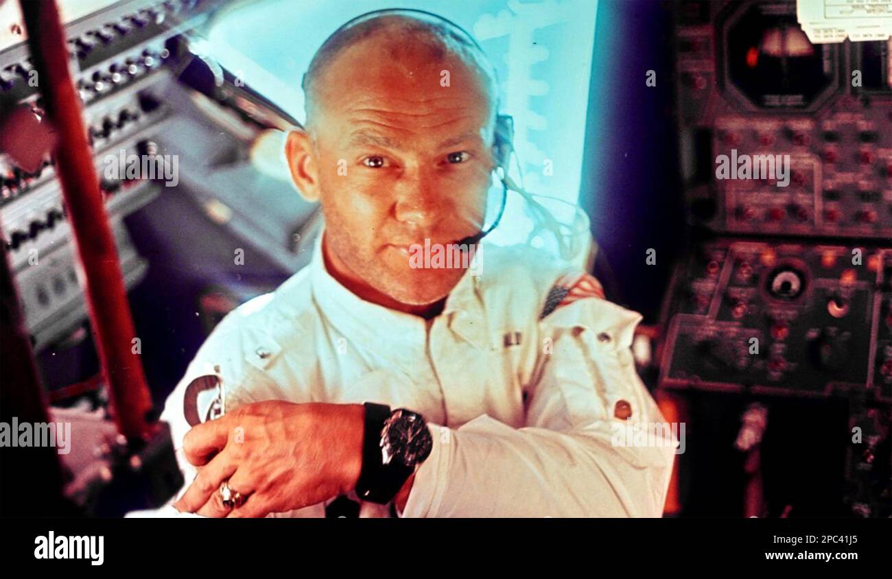 BUZZ ALDRIN US-Astronaut an Bord des Apollo II im Juli 1969. Foto: NASA Stockfoto