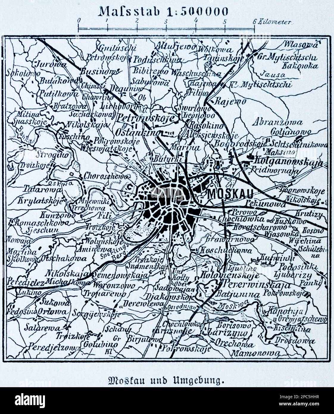 Stadtplan von Moskau und Umgebung, Moskau, Hauptstadt von Russland, Osteuropa, Abbildung 1896 Stockfoto