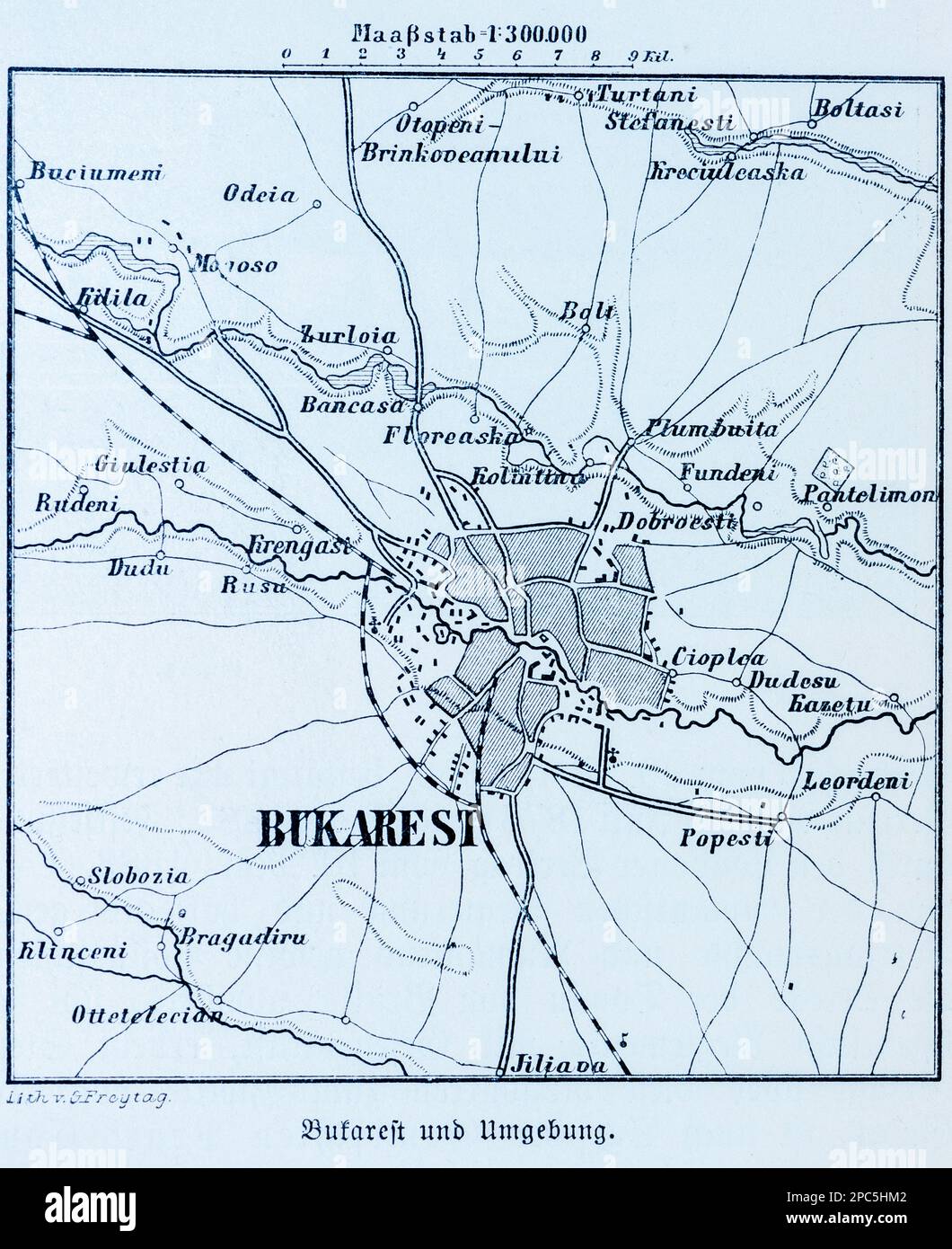 Stadtplan von Bukarest und Umgebung, Bukarest, Rumänien, Osteuropa, Abbildung 1896 Stockfoto