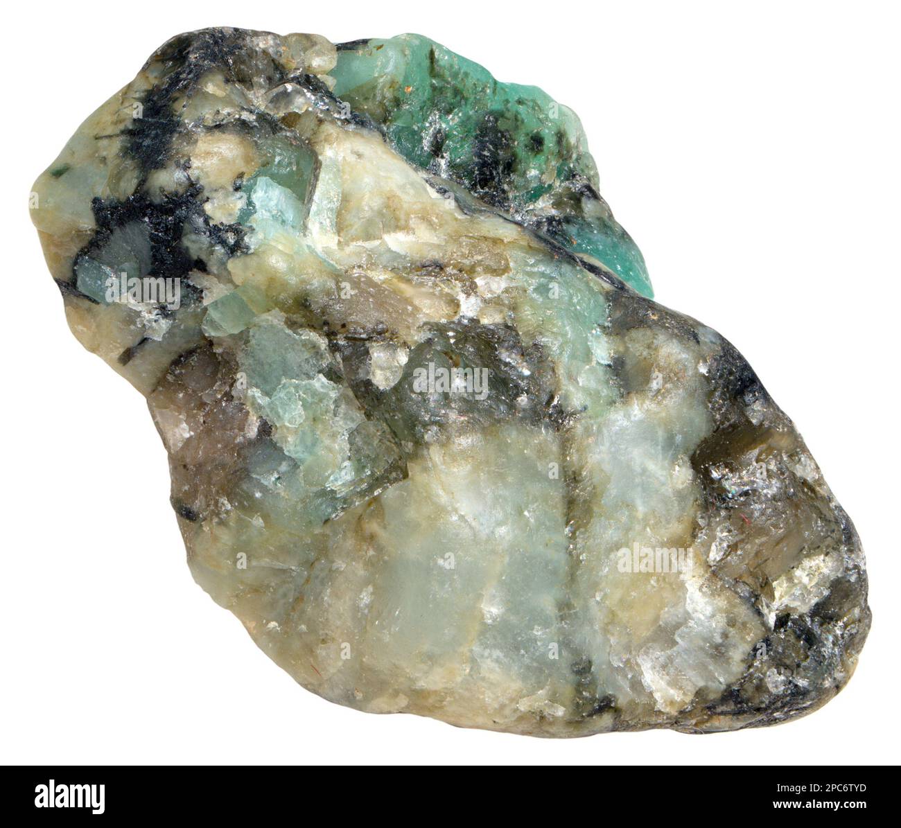 Raue Smaragde – grünes Beryl (c6cm quer) Stockfoto