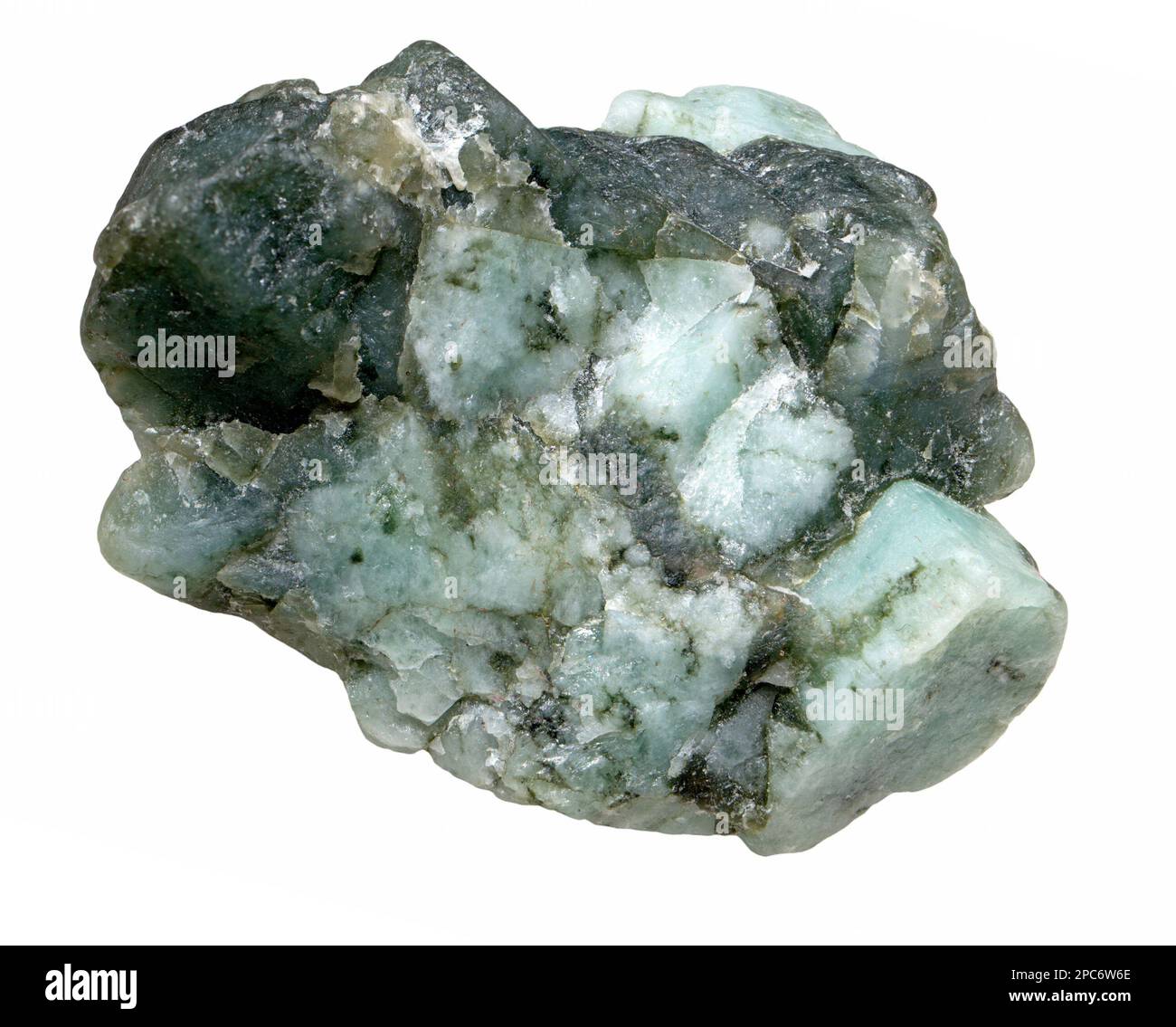 Raue Smaragde – grünes Beryl (c6cm quer) Stockfoto