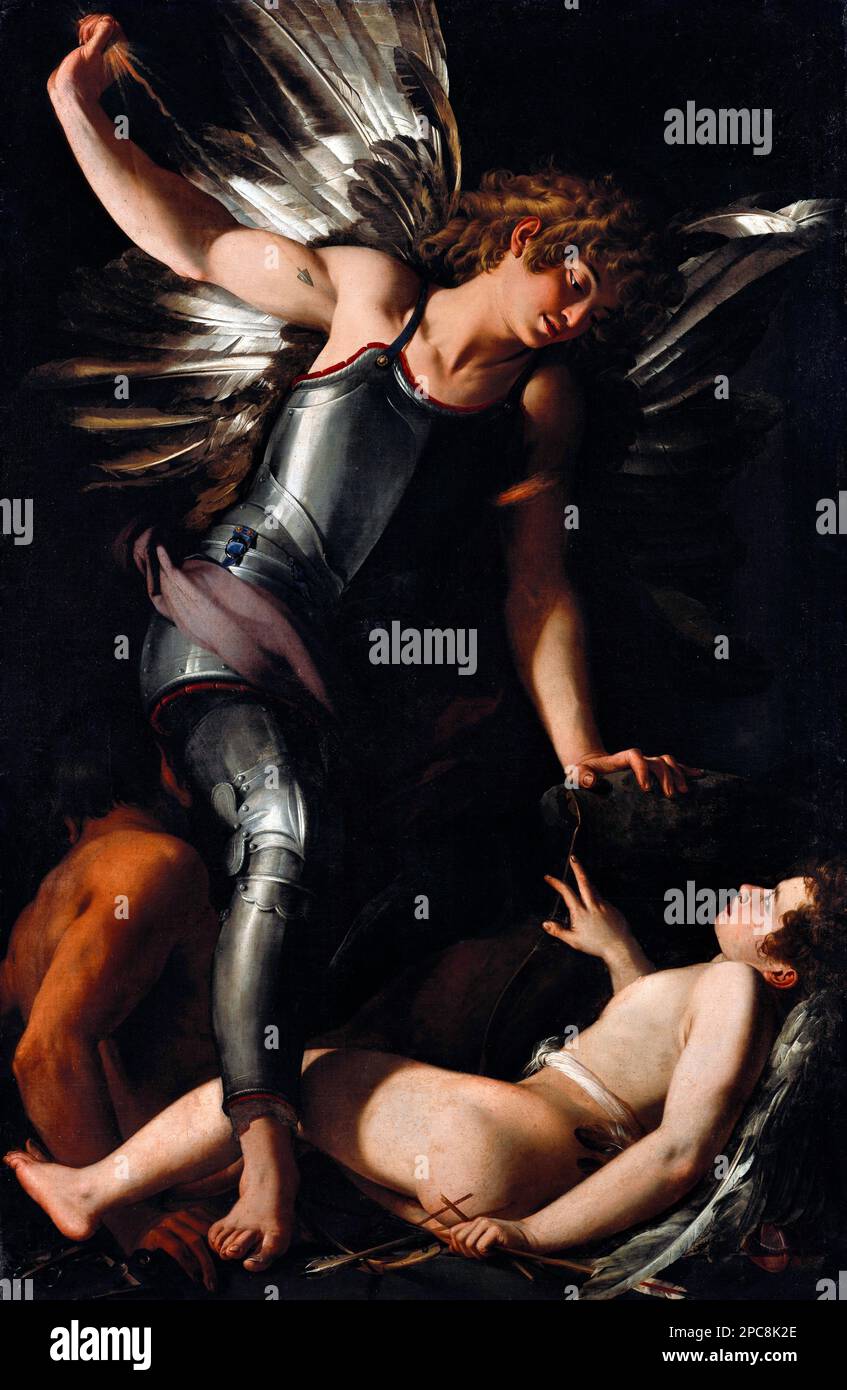 Der göttliche Eros besiegt die irdischen Eros von Giovanni Baglione (1566-1643), Öl auf Leinwand, 1602 Stockfoto
