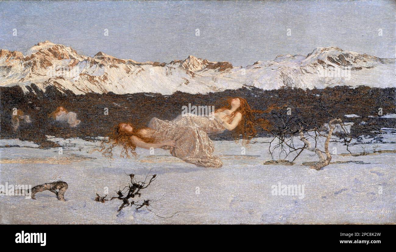 Giovanni Segantini. Gemälde mit dem Titel "die Strafe der Lust" des italienischen Malers Giovanni Segantini (1858-1899), Öl auf Leinwand, 1891 Stockfoto