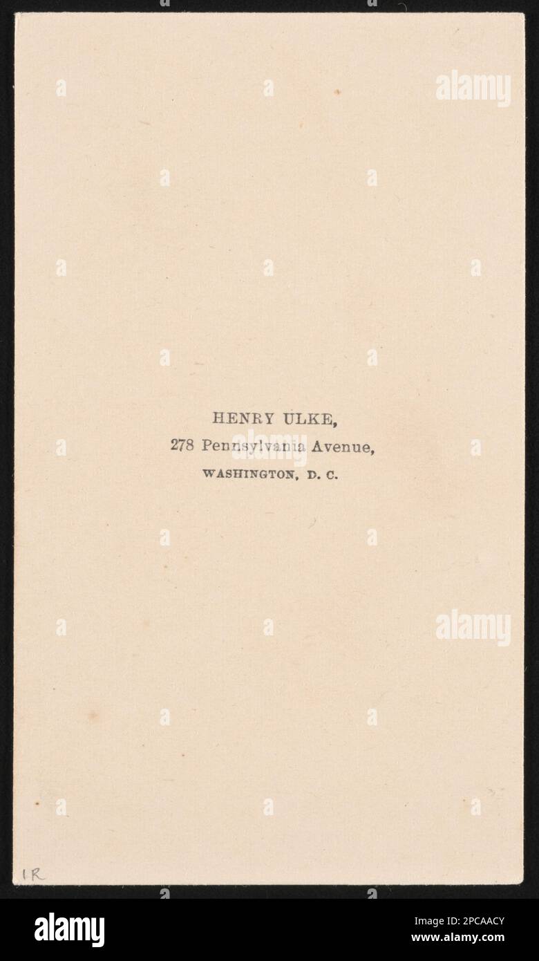 Nicht identifizierter Soldat in Union Uniform / Henry Ulke, 278 Pennsylvania Avenue, Washington, D.C. Liljenquist Family Sammlung von Bürgerkriegsfotos, pp/liljpaper. Usa, Armee, Volk, 1860-1870, Soldaten, Union, 1860-1870, Militäruniformen, Union, 1860-1870, USA, Geschichte, Bürgerkrieg, 1861-1865, Militärpersonal, Gewerkschaft. Stockfoto