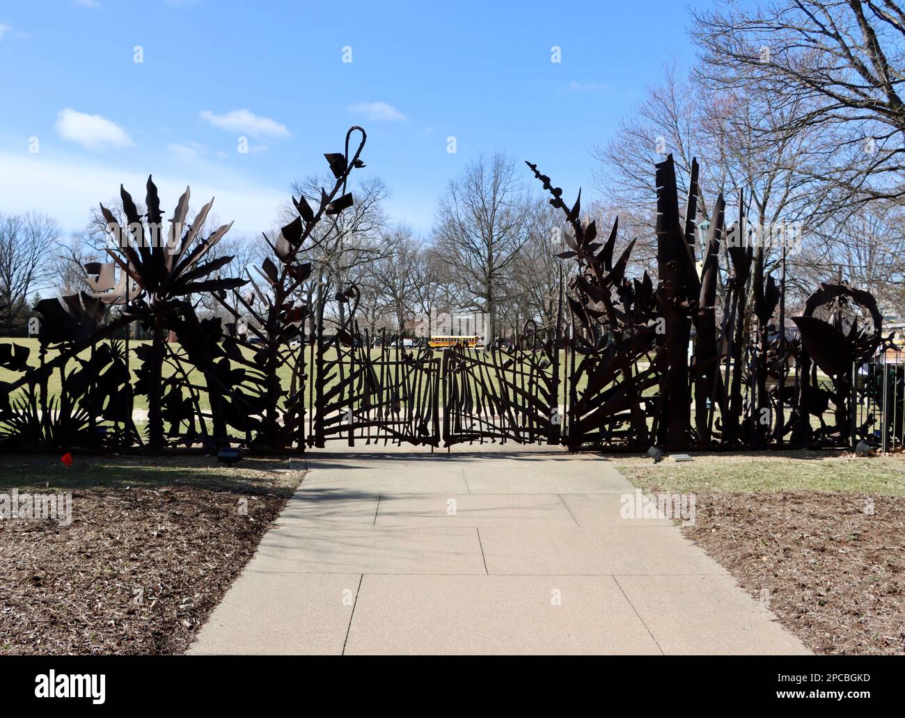 Das Kohl Gate von Albert Paley im Cleveland Botanical Garden Stockfoto