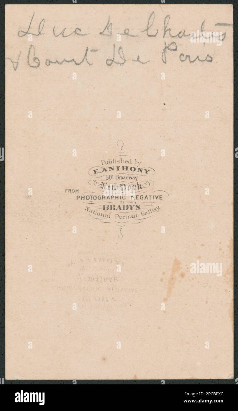 Prinz Philippe von Orléans, Graf von Paris, und sein Bruder Prinz Robert von Orléans, Herzog von Chartres, in Uniformen der Union mit Schwertern / vom fotografischen Negativ in Bradys nationaler Porträtgalerie. Liljenquist Family Sammlung von Bürgerkriegsfotos, pp/liljpaper. Paris, Louis-Philippe-Albert d'Orléans, comte de, 1838-1894, Chartres, Robert-Philippe-Louis-Eugène-Ferdinand d'Orléans, duc de, 1840-1910, USA, Armee der Potomac, Volk, 1860-1870, Soldaten, Union, 1860-1870, Militäruniformen, Union, 1860-1870, Prinzen, Frankreich, 1860-1870, Brüder, 1860-1870, Vereinigte Staaten Stockfoto