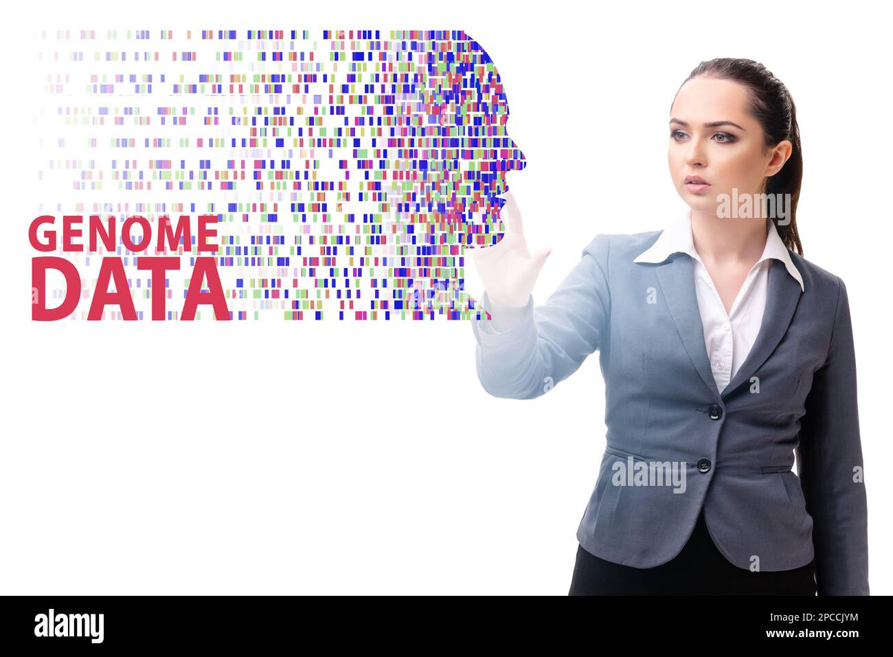 Geschäftsfrau im Genom-Datenkonzept Stockfoto