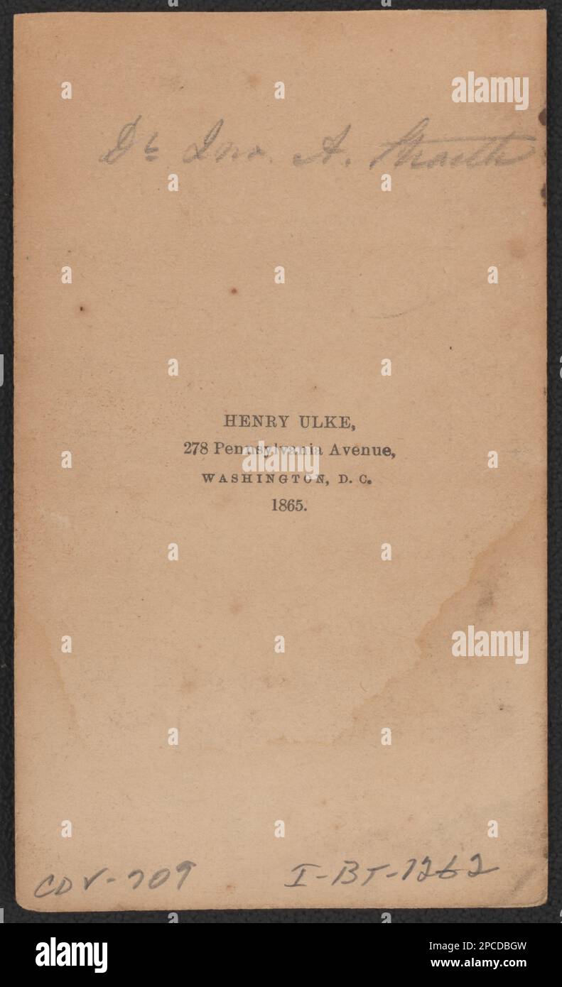 Chirurg John Alexander Straith, 2. Virginia Infanterie Regiment and Medical Staff Confederate States Infanterie Regiment in Uniform / Henry Ulke, 278 Pennsylvania Avenue, Washington, D.C. Liljenquist Family Sammlung von Bürgerkriegsfotos, pp/liljpaper. Straith, John Alexander, 1835-1872, Konföderierte Staaten von Amerika, Armee, Virginia Infanterie-Regiment, 2., Menschen, 1860-1870, Konföderierte Staaten von Amerika, Armee, Volk, 1860-1870, Soldaten, Konföderat, 1860-1870, Ärzte, 1860-1870, Militäruniformen, Confederate, 1860-1870, Usa, Geschichte, Bürgerkrieg, 1861-1865, Militärmann Stockfoto