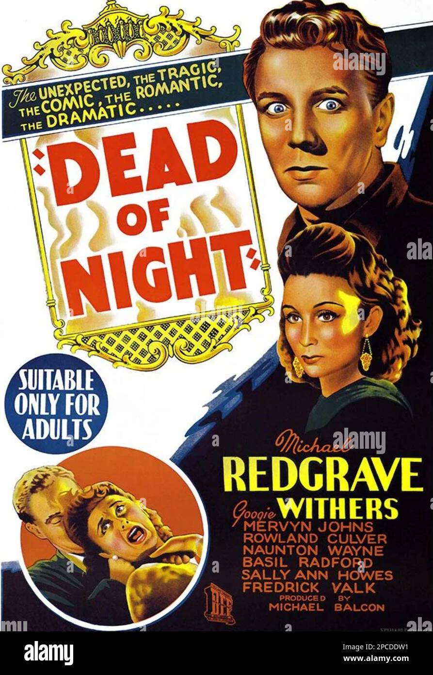 DEAD OF NIGHT 1945 Eagle-Lion Film mit Googie Withers und Michael Redgrave, Stockfoto