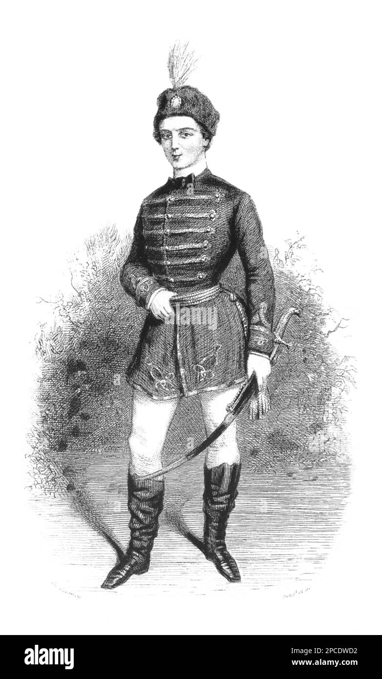 1860 Ca , Sankt Petersburg , RUSSLAND : der berühmteste französisch-russische Tänzer Marius Petipa (1818 - 1910 ) , verheiratet mit der russischen Ballerina Maria Sergejewna Suroushchikova ( 1836 - 1882 ). Vater der berühmten russischen Prima-Ballerina MARIE Mariusouna PETIPA ( St. Petersburg 1857 - Paris 1930 ) heiratete die Tänzerin Serge Legat ( 1875 - 1905 ). - Marius Ivanovich Petipa - Surushikova - BALLERINO - TÄNZER - BALLETT - BALLETTO - DANZA CLASSICA - COREOGRAFO - TANZ - TEATRO - THEATER - Theater - Theater - Ritratto - Porträt - GESCHICHTE - FOTO STORICHE - Incisione - Gravur - Kostüm Stockfoto