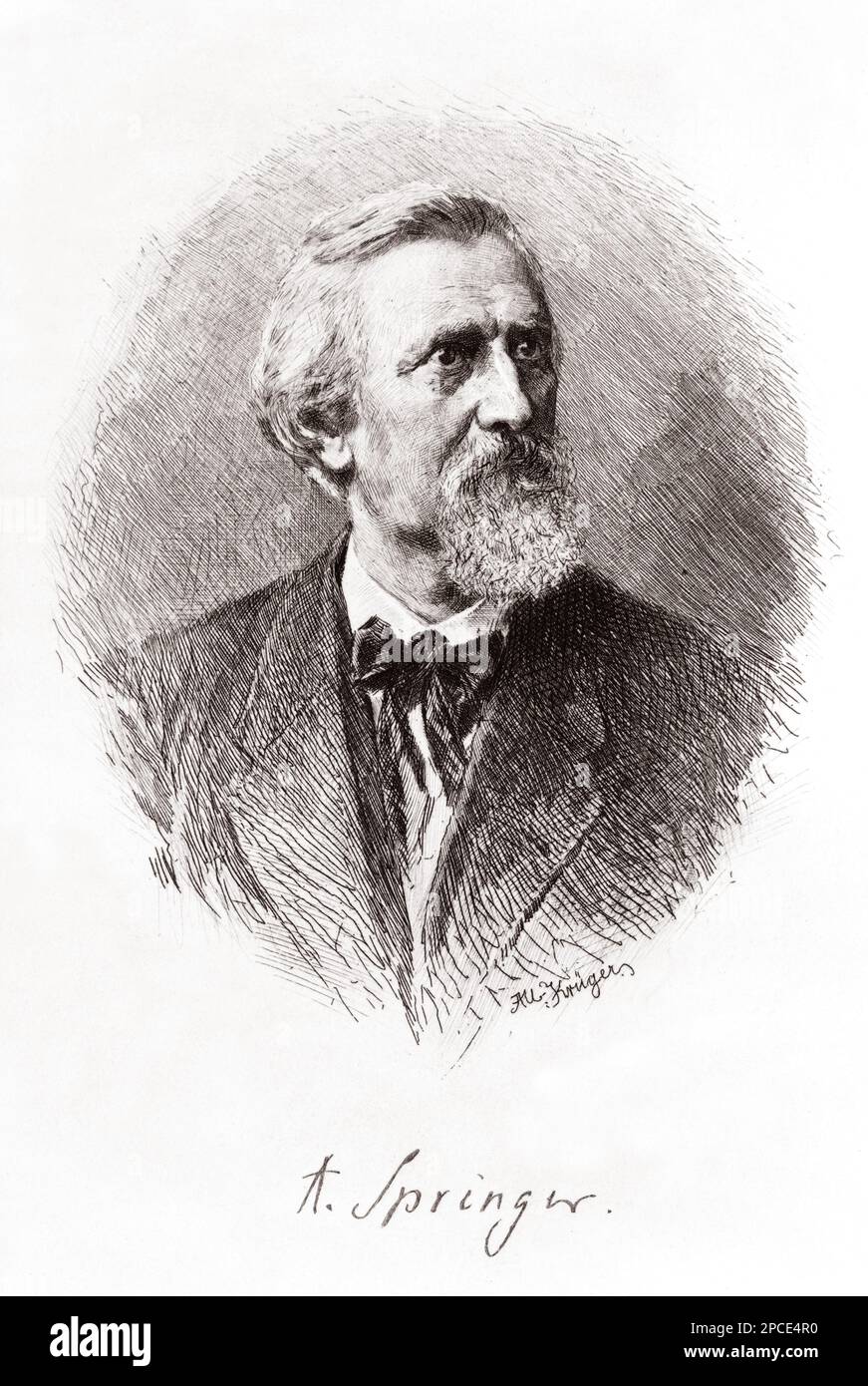 ANTON Heinrich SPRINGER ( 1825 - 1891 ) war deutscher Kunsthistoriker und Schriftsteller. - Portrait - Rituto - Kragen - colletto - LETTERATO - SCRITTORE - LETTERATURA - Literatur - SCRITTORE - SCHRIFTSTELLER - Krawatte - Cravatta - Bart - barba - STORICO - Incisione - Gravur - Unterschrift - Firma - Autogramm - Autografo --- Archivio GBB Stockfoto