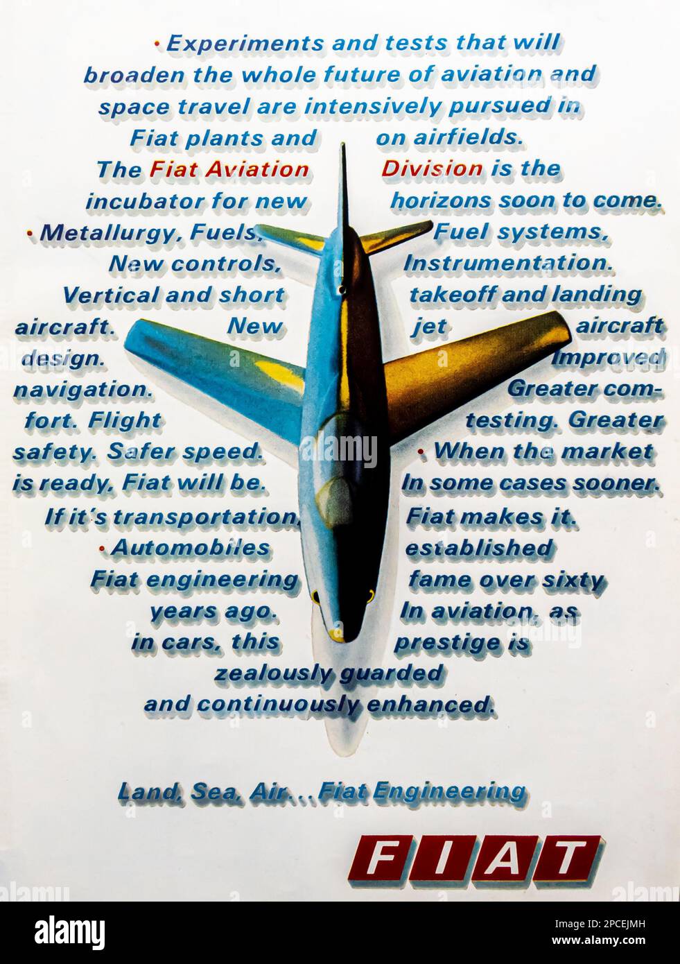 ANZEIGE DER ABTEILUNG FIAT Aviation in einer Zeitschrift NatGeo Juli 1969 Stockfoto