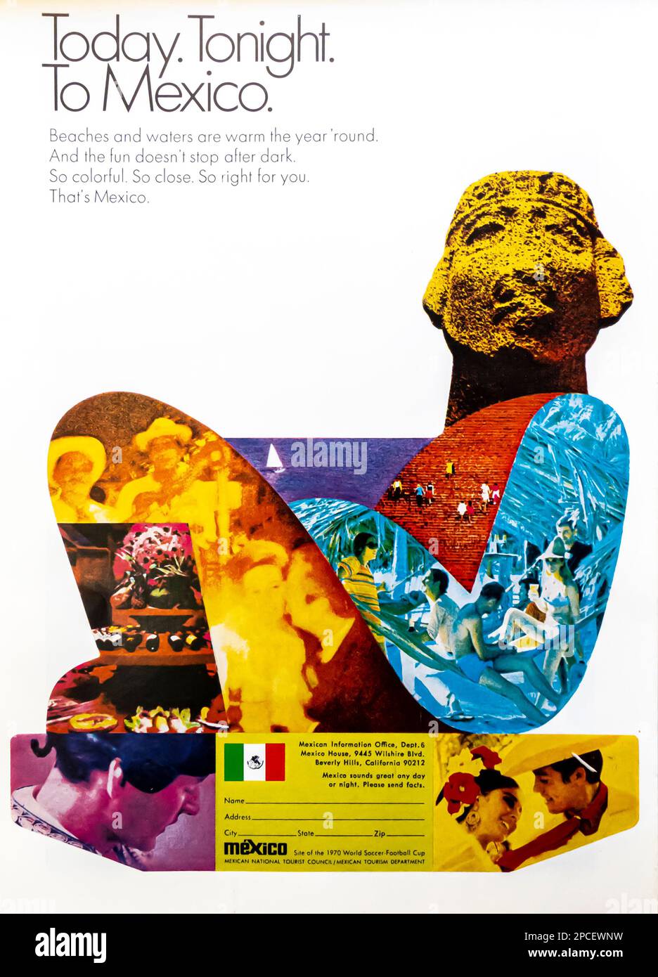 Reisewerbung für Mexiko in einer Zeitschrift NatGeo Juni 1969 Stockfoto