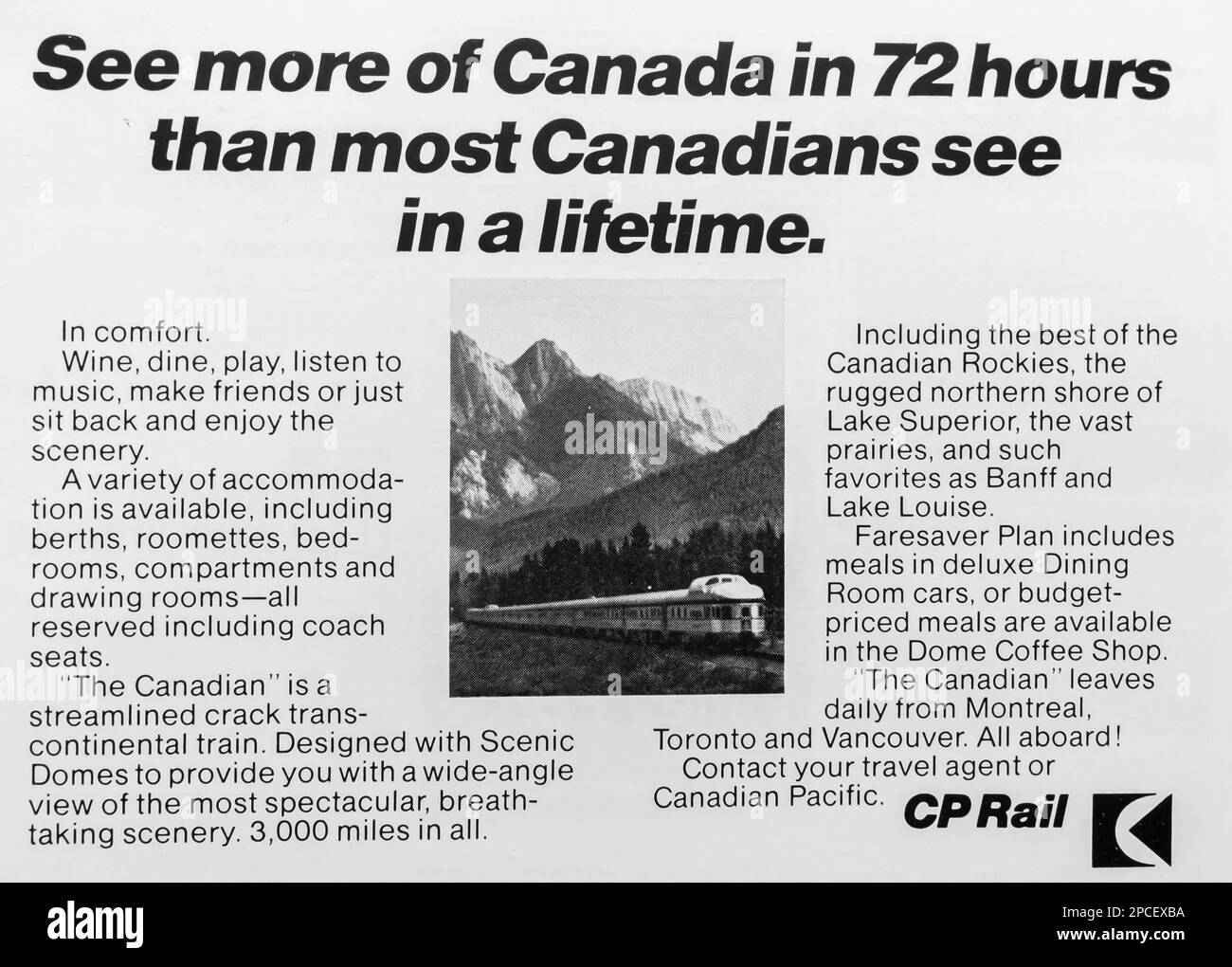 CP Rail Canadian Pacific Rail Werbung in einem Magazin in NatGeo Juni 1969 Stockfoto