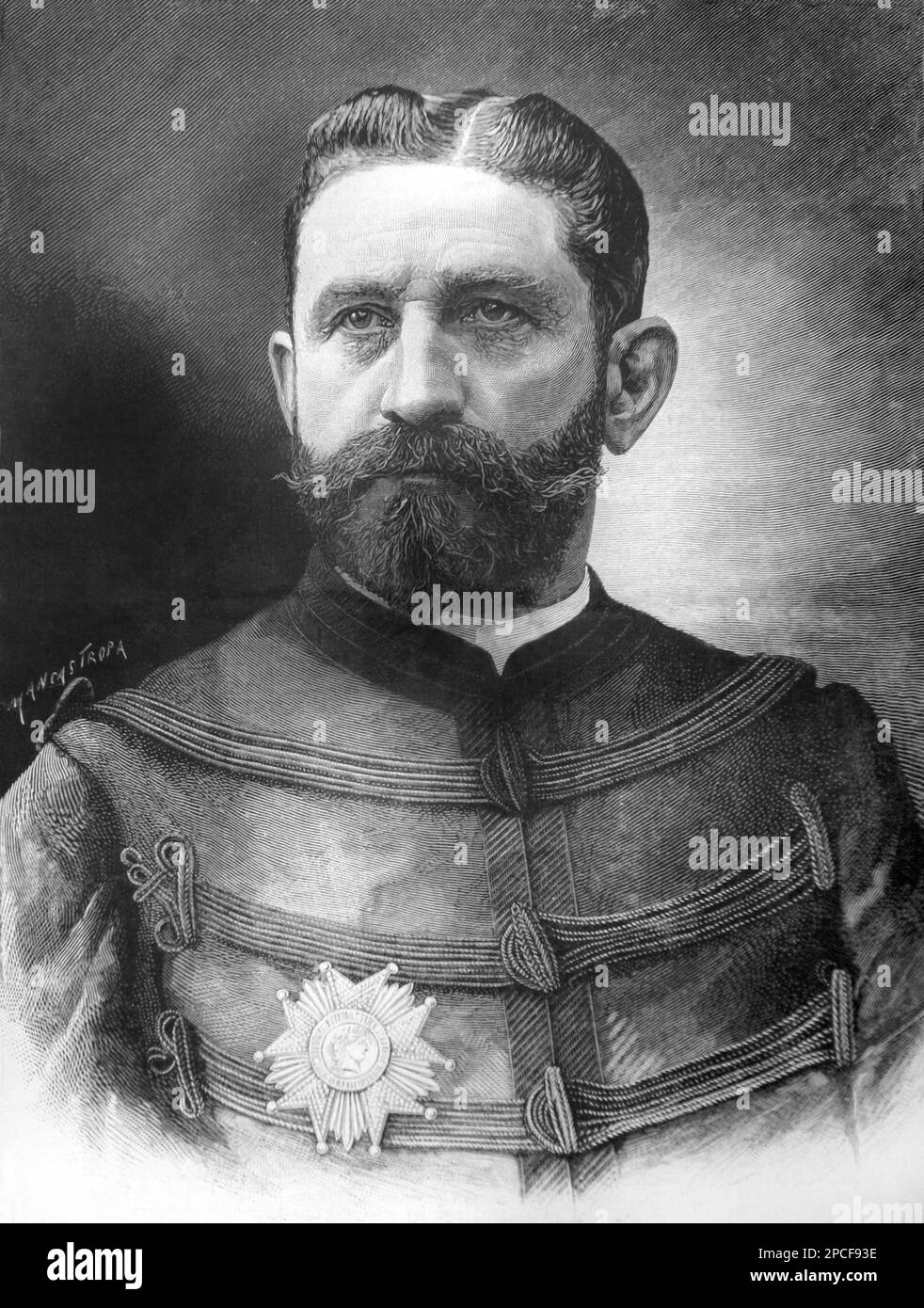 1888, FRANKREICH: GEORGES BOULANGER ( 1837 - 1891) war ein französischer General und reaktionärer Politiker . Gravur von ILLUSTRAZIONE ITALIANA , 1888 , von Illustrator E. Mancastroppa , von einem Foto von NADAR , Paris - POLITICA - POLITISCH - foto storiche - foto storica - Portrait - ritratto - Bart - barba - Militäruniform - Divisa - uniforme militare - Baffi - Schnurrbart - Generale - Hut - cappello ------ Archivio GBB Stockfoto