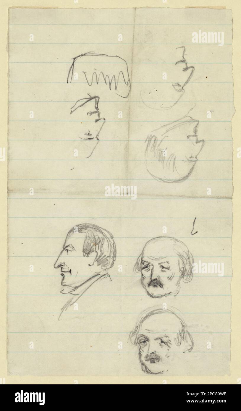 Sechs Bust-Skizzen: Benjamin Butler und andere. Morgan Sammlung von Zeichnungen aus dem Bürgerkrieg. Butler, Benjamin F, (Benjamin Franklin), 1818-1893, Politiker, 1860-1870, Usa, Geschichte, Bürgerkrieg, 1861-1865, Soziale Aspekte, USA Stockfoto