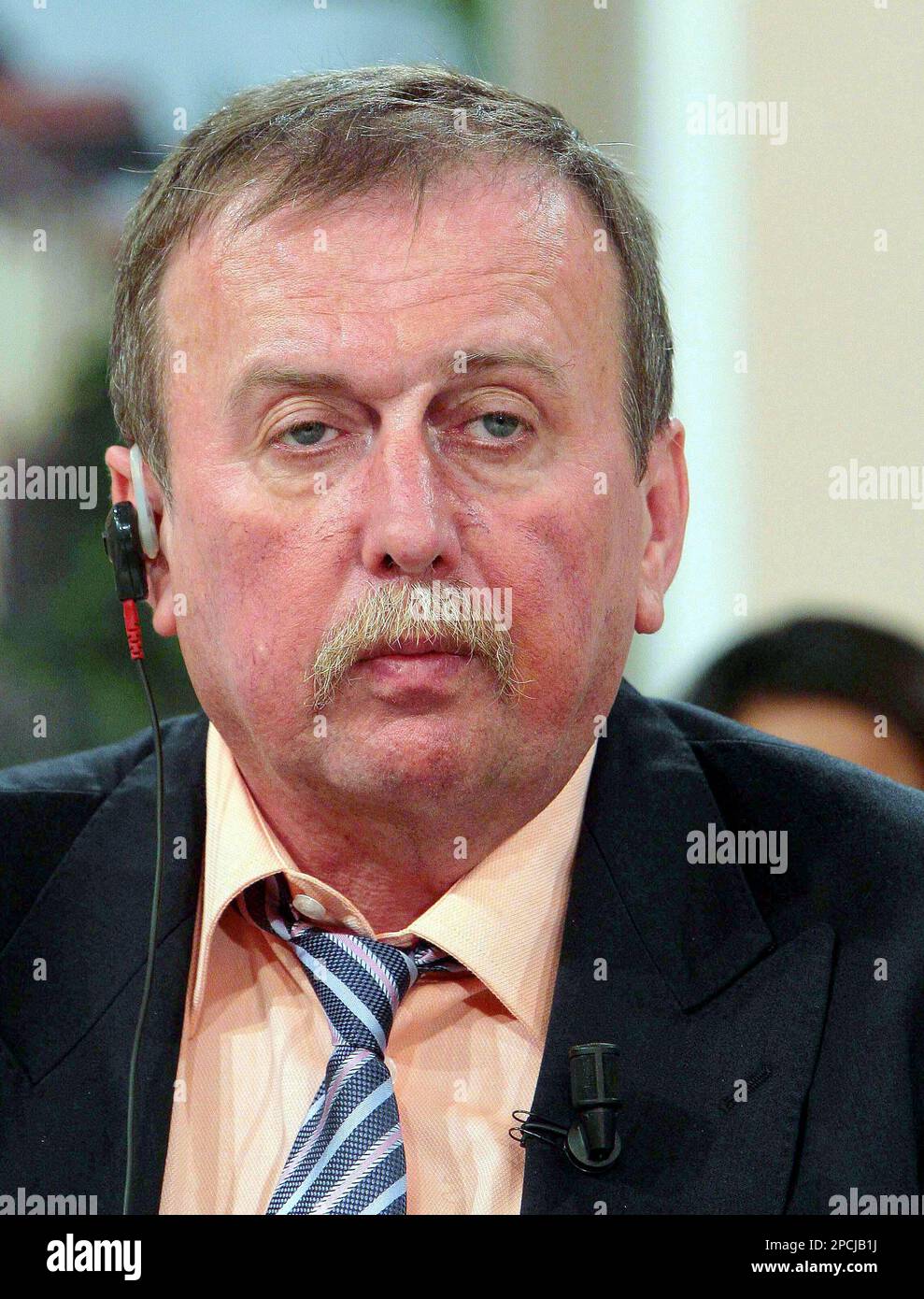 Natascha Kampusch's father Ludwig Koch, looks on during an interview on