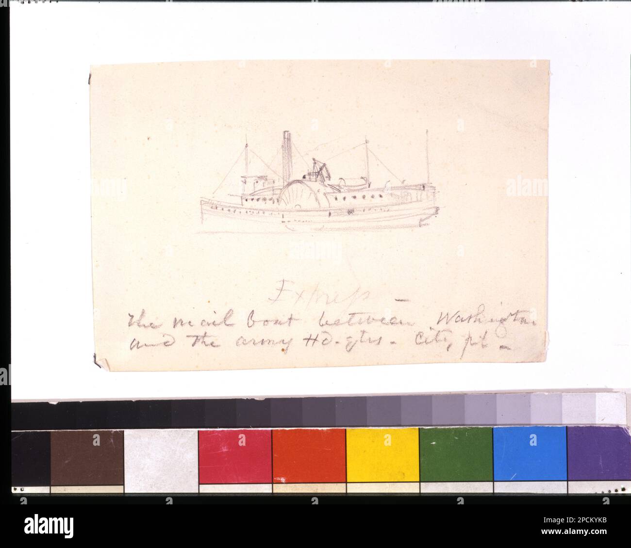 Express--das Postboot zwischen Washington und der Armee hd.qts. Ort Pt... Morgan Sammlung von Zeichnungen aus dem Bürgerkrieg. Express (Steamboat), 1860-1870, Postdienst, 1860-1870, Postdampfer, 1860-1870, Schiffe, 1860-1870, Usa, Geschichte, Bürgerkrieg, 1861-1865, Transportwesen, Vereinigte Staaten, District of Columbia, Washington (D.C.) , Vereinigte Staaten, Virginia, City Point Stockfoto