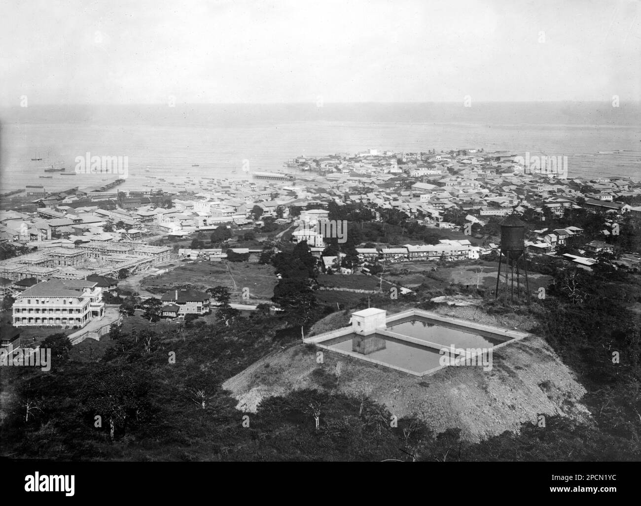PANAMA Bau des Panamakanals, ca. 1908 km, Stadt Panama und Hafen