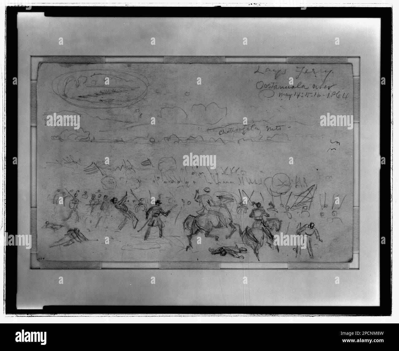 Lay Ferry. Oostanuala-Fluss. 14.-15-16 1864. Mai. Morgan Sammlung von Zeichnungen aus dem Bürgerkrieg. Resaca, Battle of, Resaca, GA, 1864, Usa, Geschichte, Bürgerkrieg, 1861-1865, Opfer, USA, Geschichte, Bürgerkrieg, 1861-1865, Kampagnen und Schlachten, Militäroffiziere, Union, 1860-1870, Soldaten, Union, 1860-1870, Vereinigte Staaten, Georgia, Resaca, Vereinigte Staaten, Georgia, Oostenaula-Fluss Stockfoto