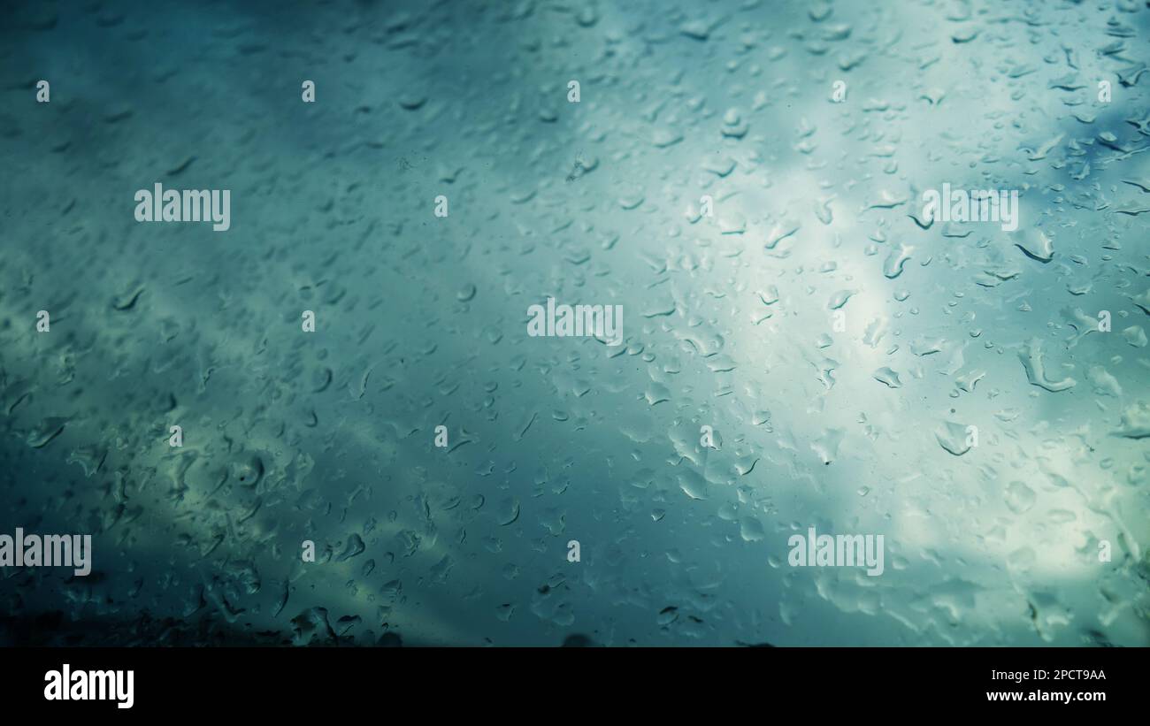 Regentropfen auf einem Fenster Stockfoto