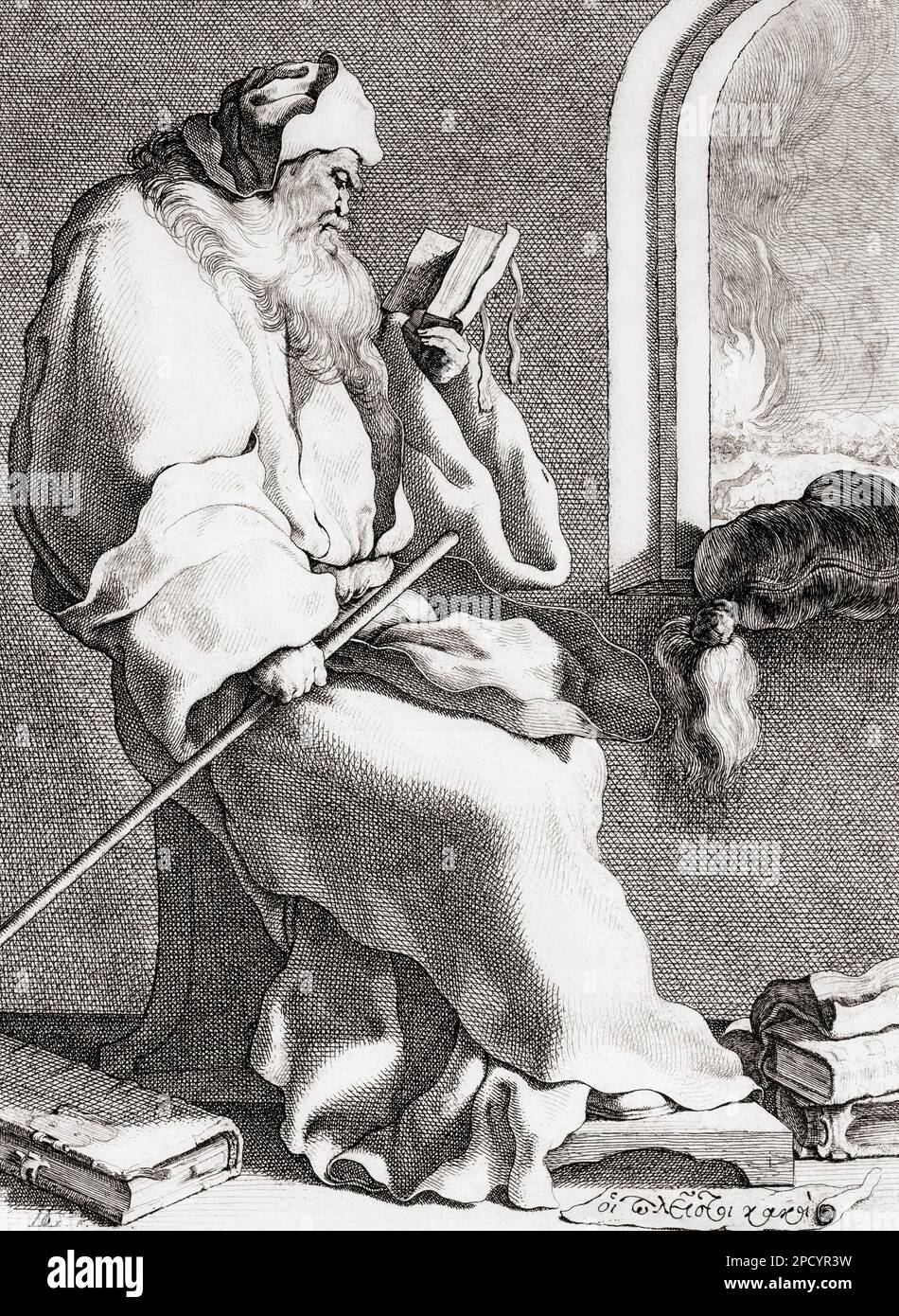 Voreingenommenheit von Priene, fl. 6. Jahrhundert v. Chr. Einer der sieben Weisen Griechenlands, berühmt für seine Integrität. Nach einer Arbeit von Jacques de Gheyn. Stockfoto