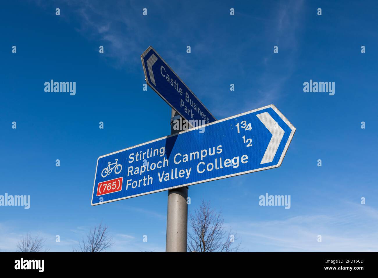 Schilder für Raploch Campus und Forth Valley College in Stirling in Schottland Stockfoto