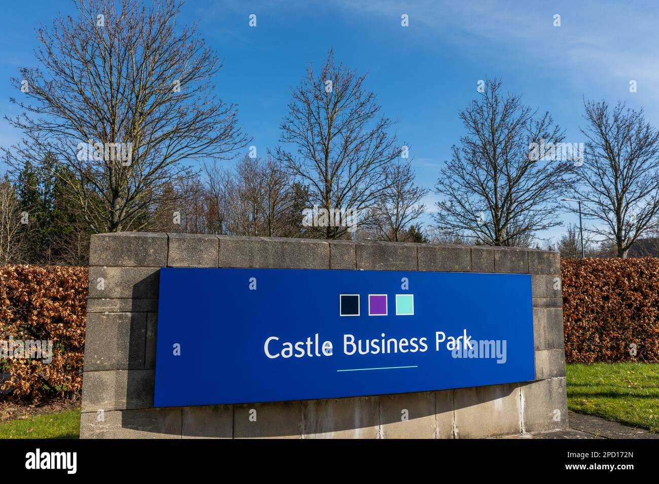 Schild für den Castle Business Park in Stirling in Schottland Stockfoto
