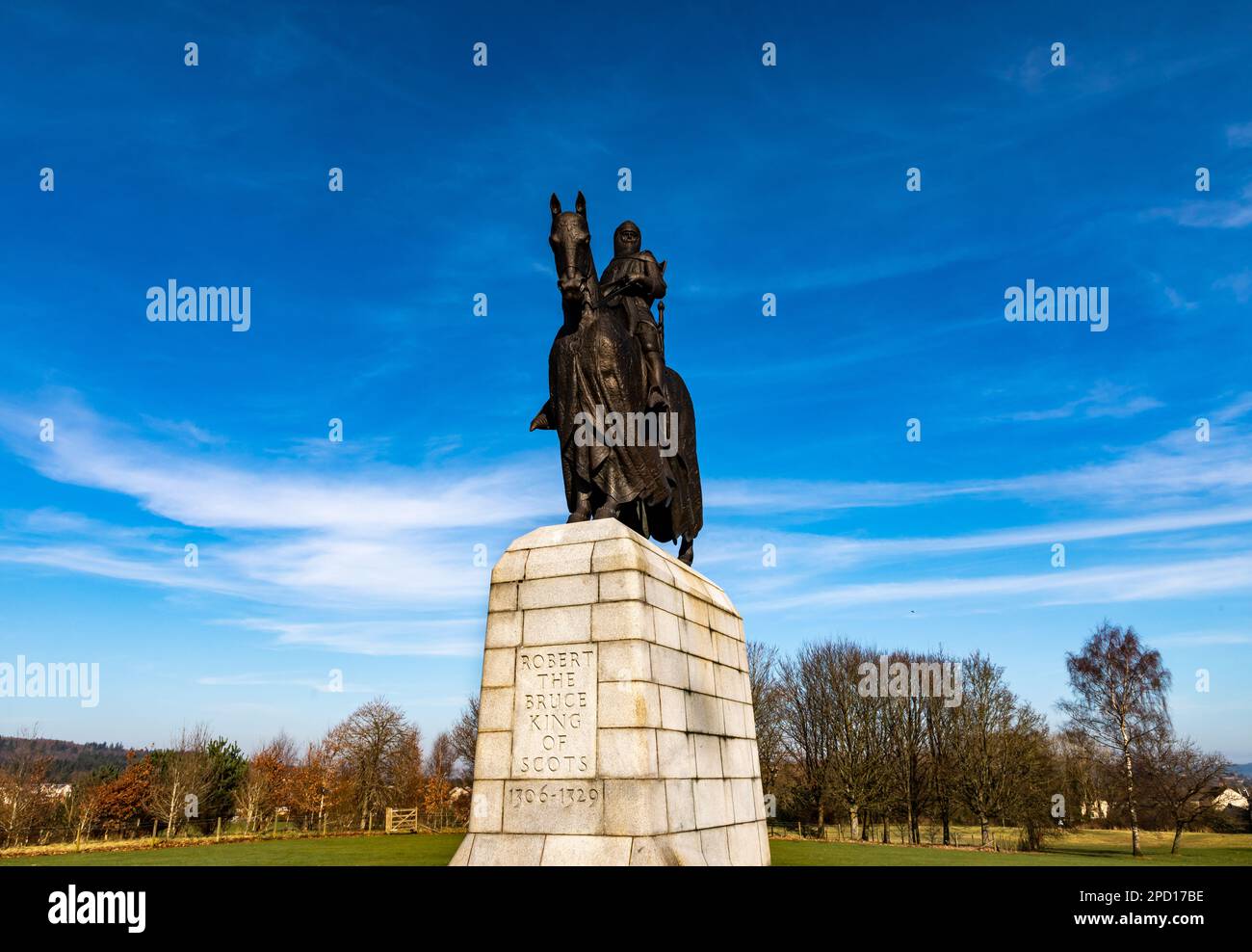 Statue von Robert the Bruce bei der Schlacht von Bannockburn in der Stadt Stirling in Schottland Stockfoto