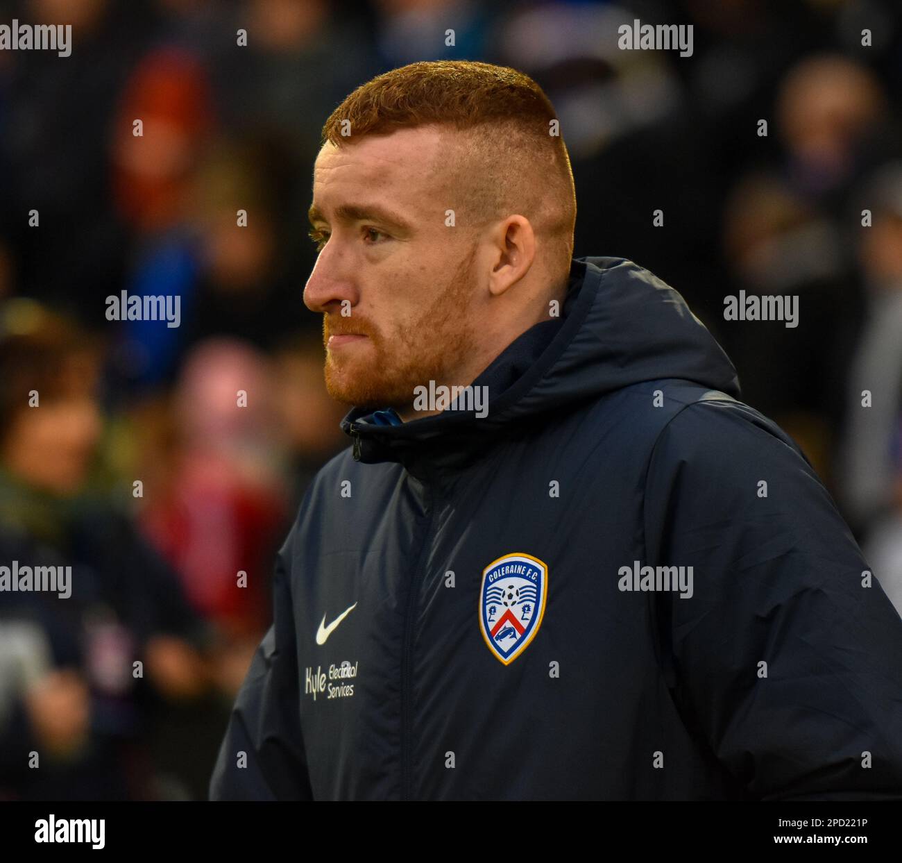 Rodney Brown, Coleraine FC-Spieler. BetMcLean Cup Finale 2023, Linfield gegen Coleraine. Nationalstadion im Windsor Park, Belfast. Stockfoto