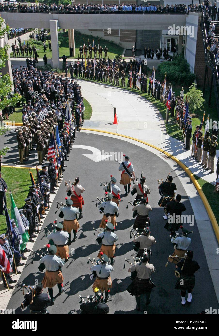 The Fairfax County Deputy Sheriff's Coalition Pipes and Drums marches