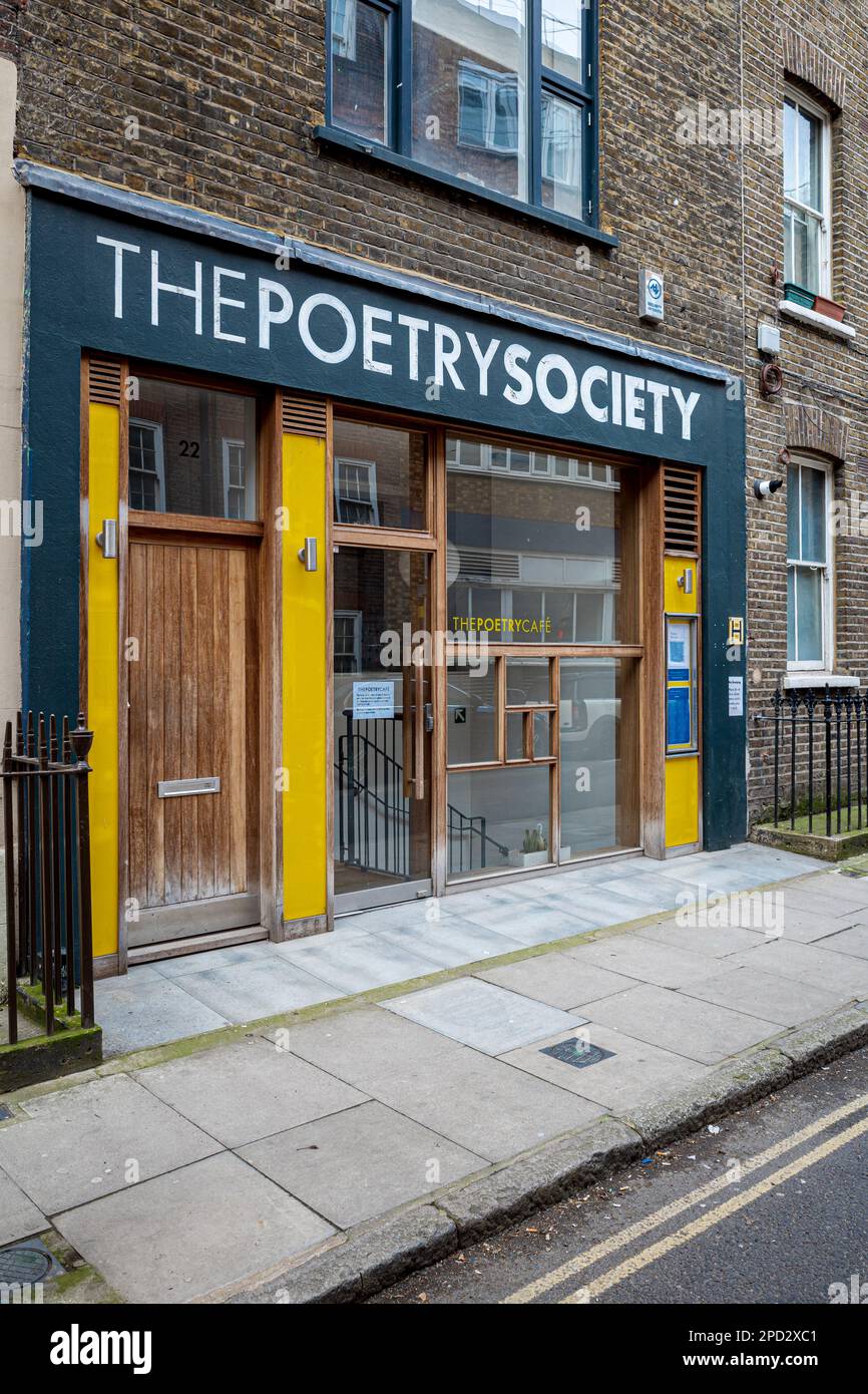 The Poetry Society London UK - The Poetry Society HQ, 22 Betterton Street, Covent Garden, London. Gegründet 1909. Veröffentlicht Poetry Review. Stockfoto