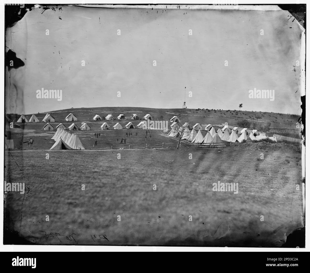 Washington, Bezirk Columbia. Signal Corps Camp bei Georgetown. Bürgerkriegsfotos, 1861-1865. Usa, Geschichte, Bürgerkrieg, 1861-1865. Stockfoto
