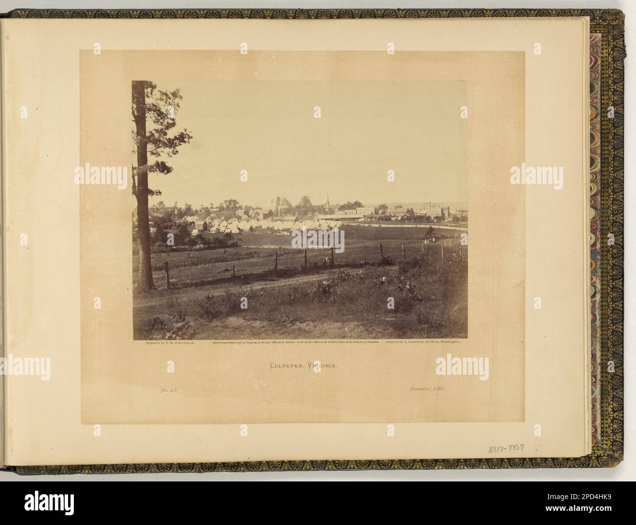 Culpeper, Virginia / negativ von T.H. O'Sullivan; positiv von A. Gardner. Illus. In: Gardners fotografisches Skizzenbuch des Krieges / Alexander Gardner. Washington, D.C. : Philp & Solomons, [c1866], v. 1, no 48, Copyright A. Gardner, Titel von item. Militärlager, Virginia, Culpeper, 1860-1870, USA, Geschichte, Bürgerkrieg, 1861-1865, Militäreinrichtungen, Union, Virginia. Stockfoto