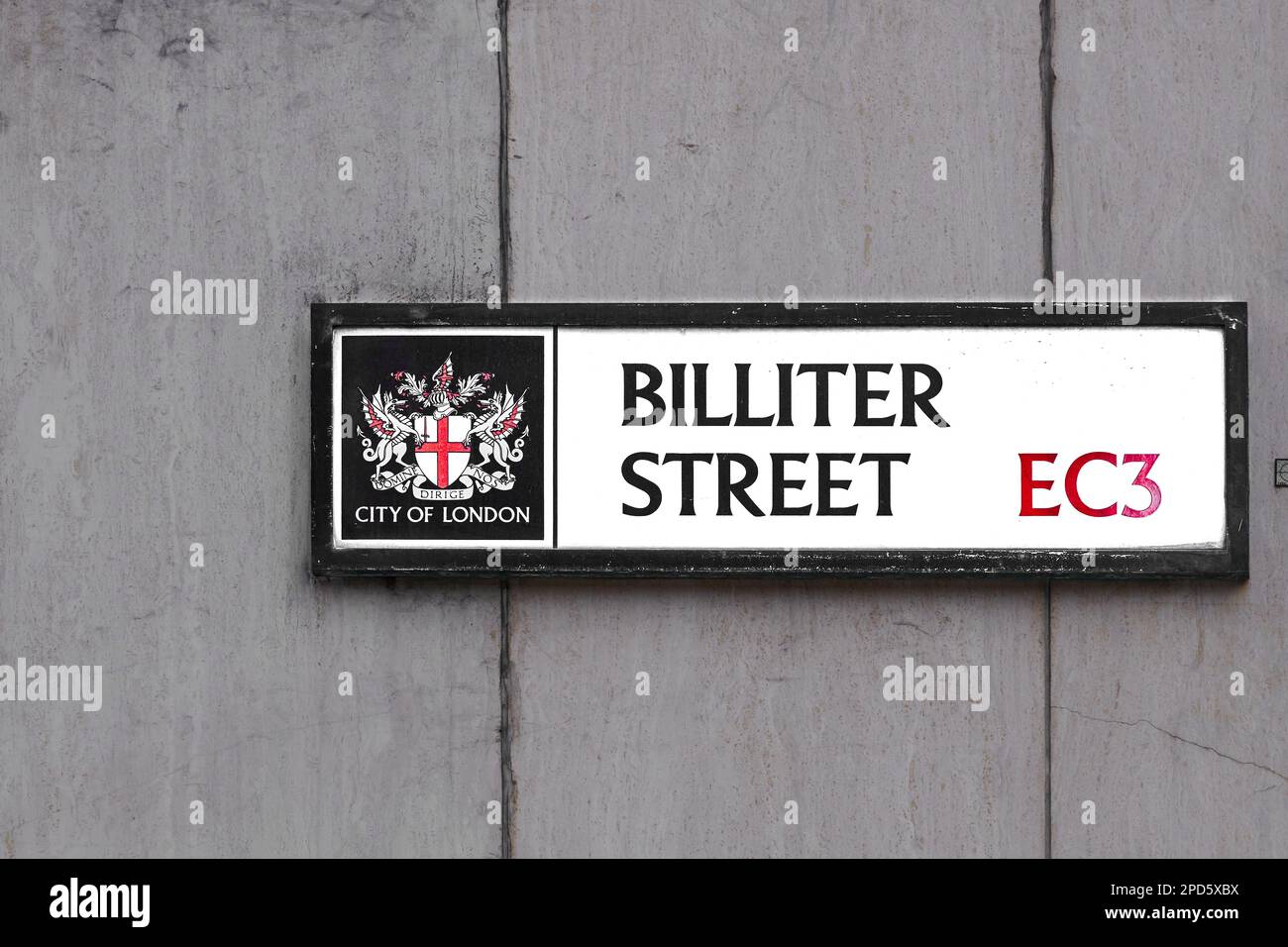 Straßenschild für Billiter Street, London EC3, England. Stockfoto