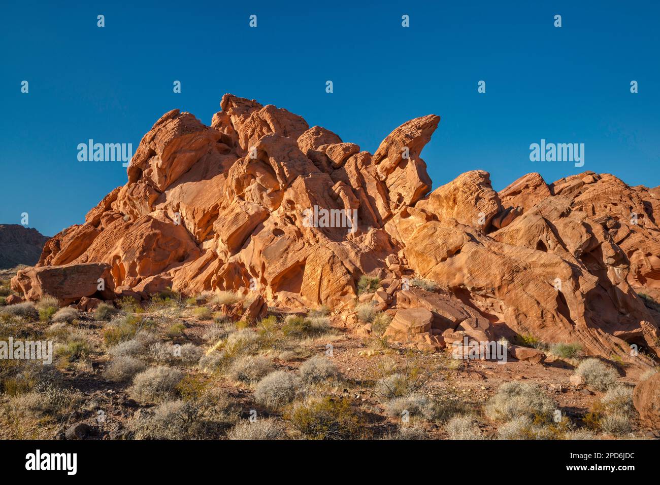 Aztekische Sandsteinformationen am Redstone Trail, Redstone Petrified Dunes, Northshore Road Area, Lake Mead National Recreation Area, Nevada, USA Stockfoto