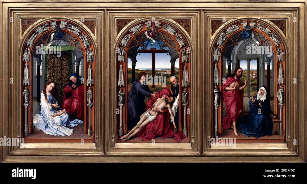 Der Altar unserer Lieben Frau (Miraflores Altar) von Rogier van der Weyden (c.1399-1464), Öl auf Eichenholz, c. 1440 Stockfoto